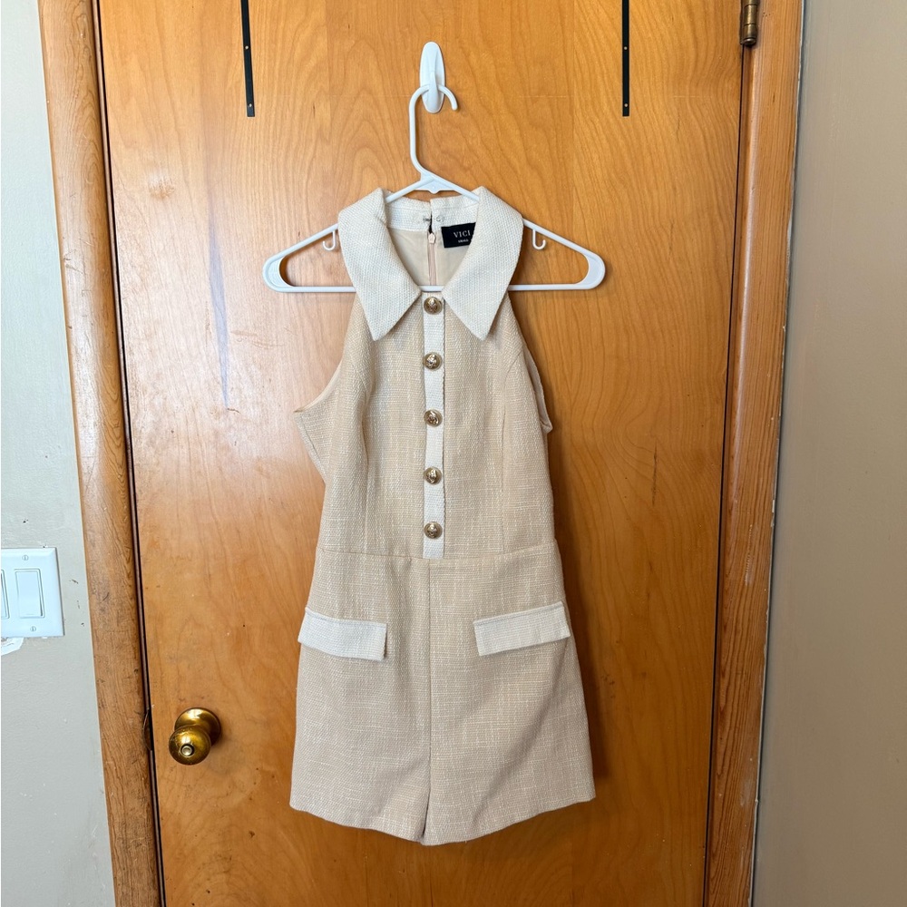 Vici Court Classic Tweed Color Block Romper